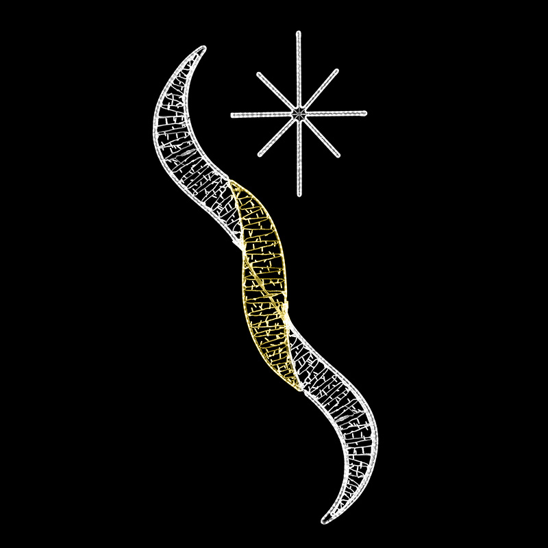 Světelný dekor Vločka s vlnkami malý LED 1152 - 211 x 111 cm