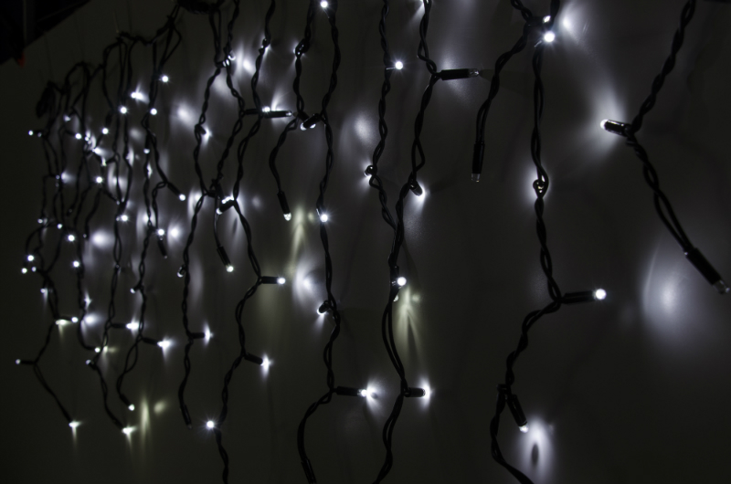 Světelný rampouch LED-RPLR-F-100 bílá+bílá/čk 0,7m, 100 LED