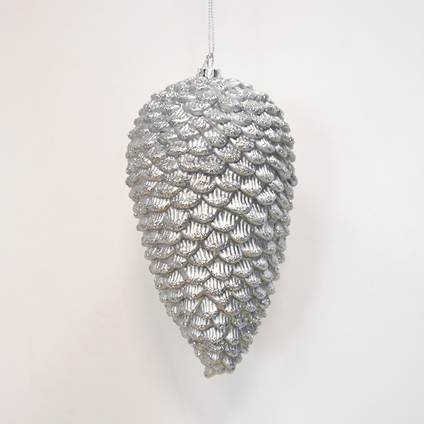 Šiška borová - stříbrná - 18 cm
