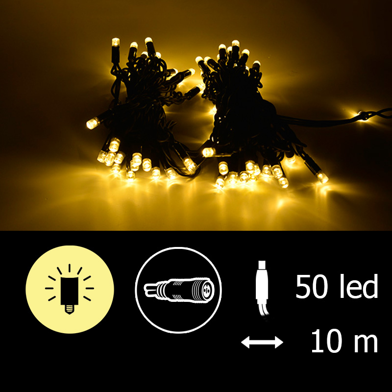 Světelný řetěz LED-PLR-M-50-teplá bílá/čk 10m, 50 Mega LED 8mm