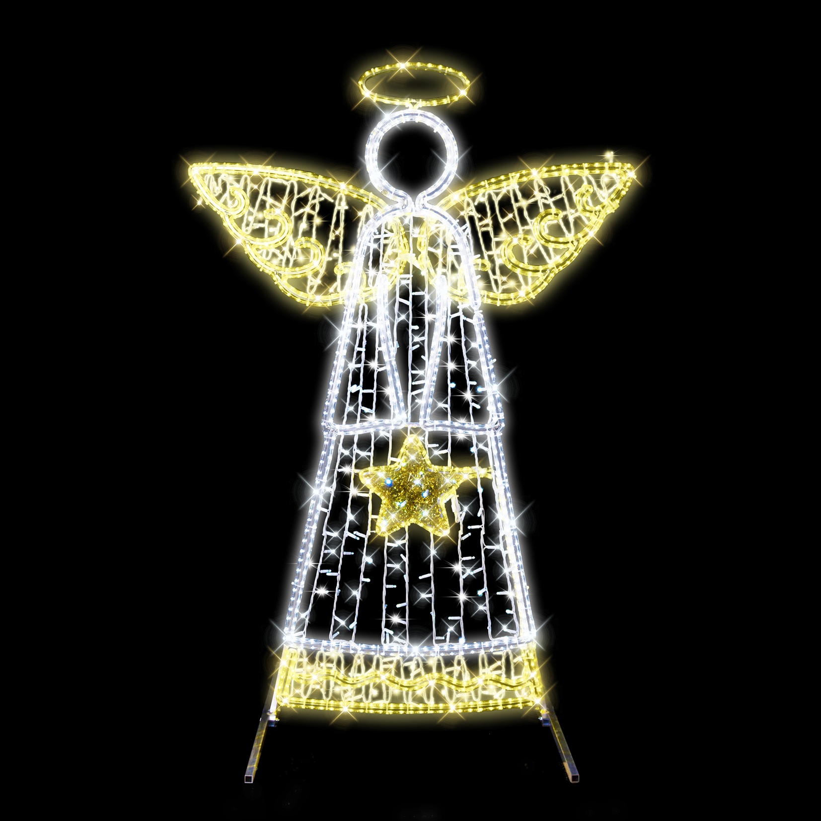 2D LED anděl se svatozáří - N18/21 - fotokoutek - 179 x 118 cm - solitér