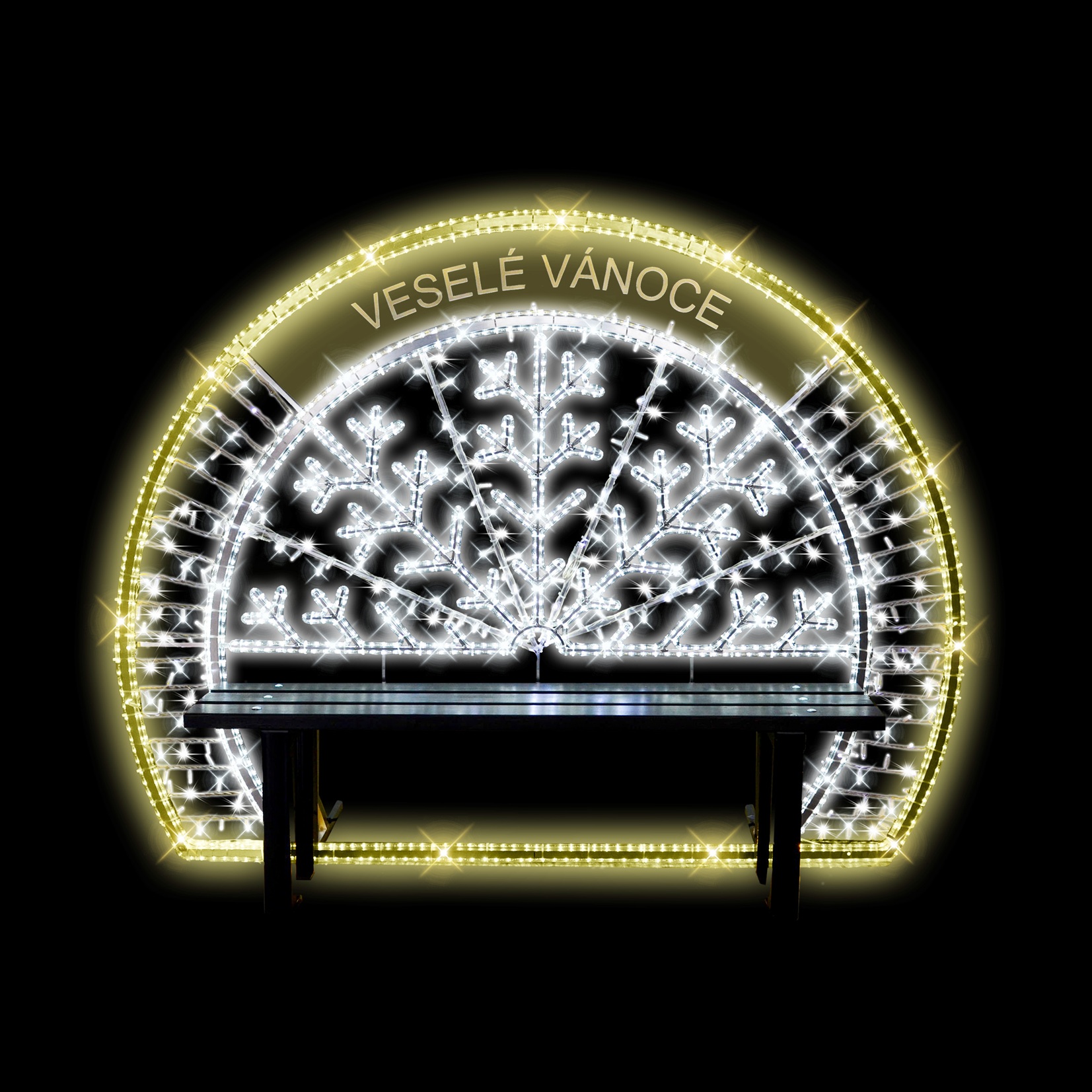 LED lavička půlvločka v oblouku + vsadka - N9/23 - 24 V - 155 x 201 cm 