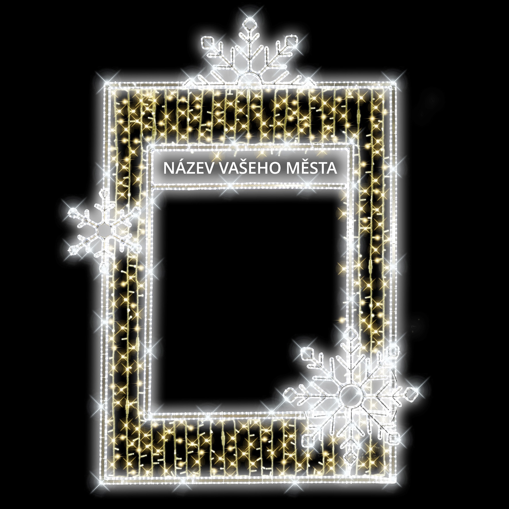 LED fotorám 2,5 vločky + gravírovaná vsadka N4/22 - 292 x 223 cm