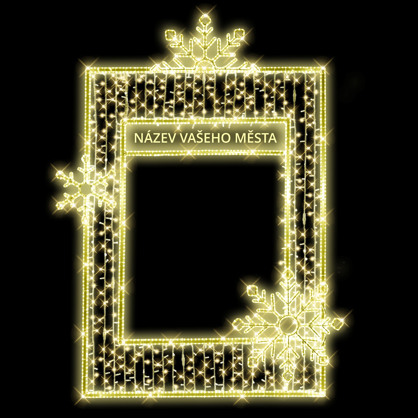 LED fotorám 2,5 vločky + gravírovaná vsadka N4/22 - 292 x 223 cm