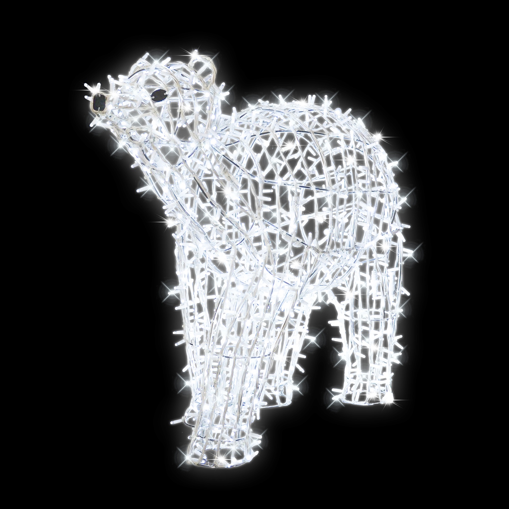 3D LED medvěd malý jdoucí hlava rovně - N21/25 - 24 V - 111 x 120 x 50 cm