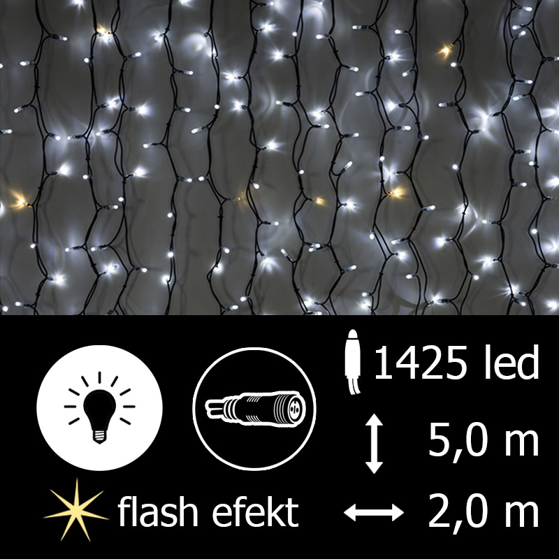 Světelný závěs LED-PLRS-F-5725 bílá+teplá bílá/čk 5m, 1425 LED