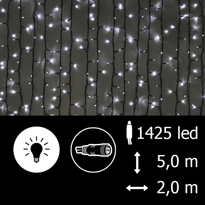 Světelný závěs LED-PLRS-5725 bílá/čk 5m, 1425 LED