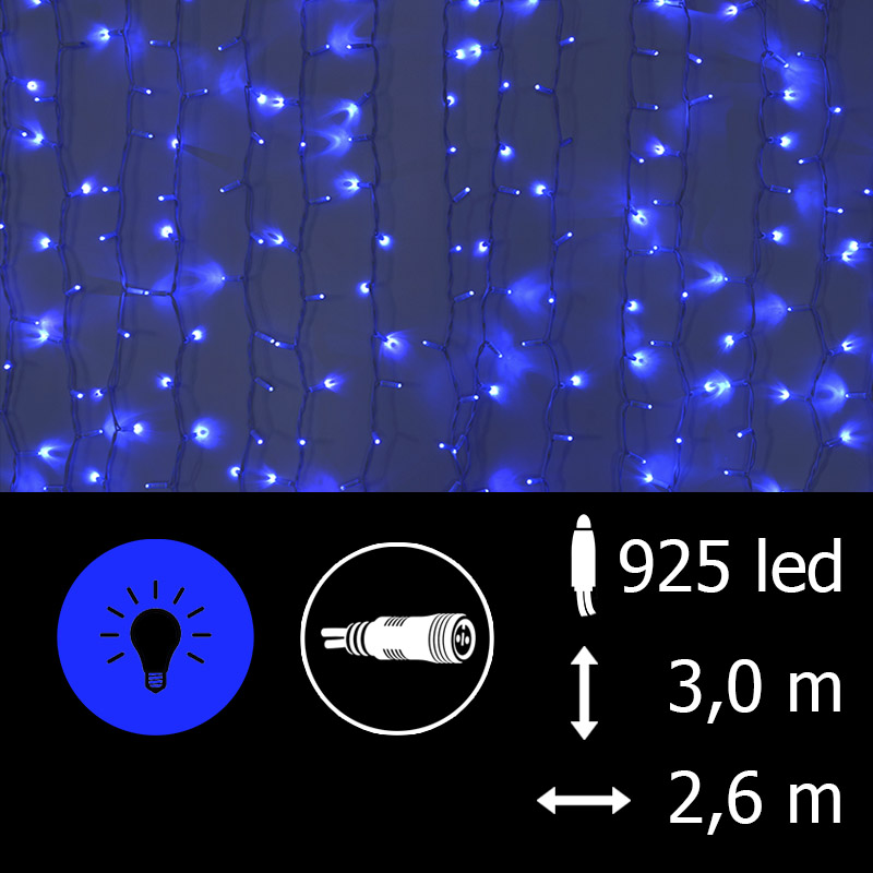 Světelný závěs LED-PLS-3725 modrá/bk 3m, 925 LED