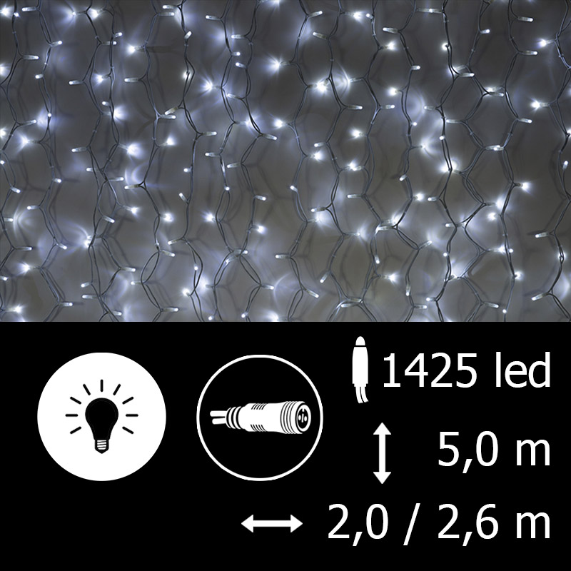 Světelný závěs LED-PLS-5725 bílá/bk 5m, 1425 LED