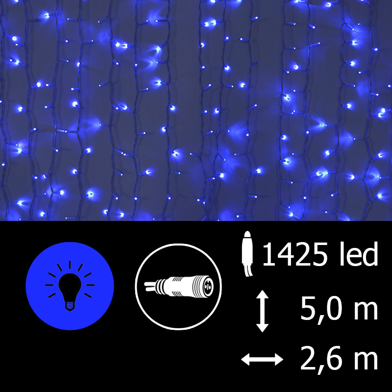 Světelný závěs LED-PLS-5725 modrá/bk 5m, 1425 LED