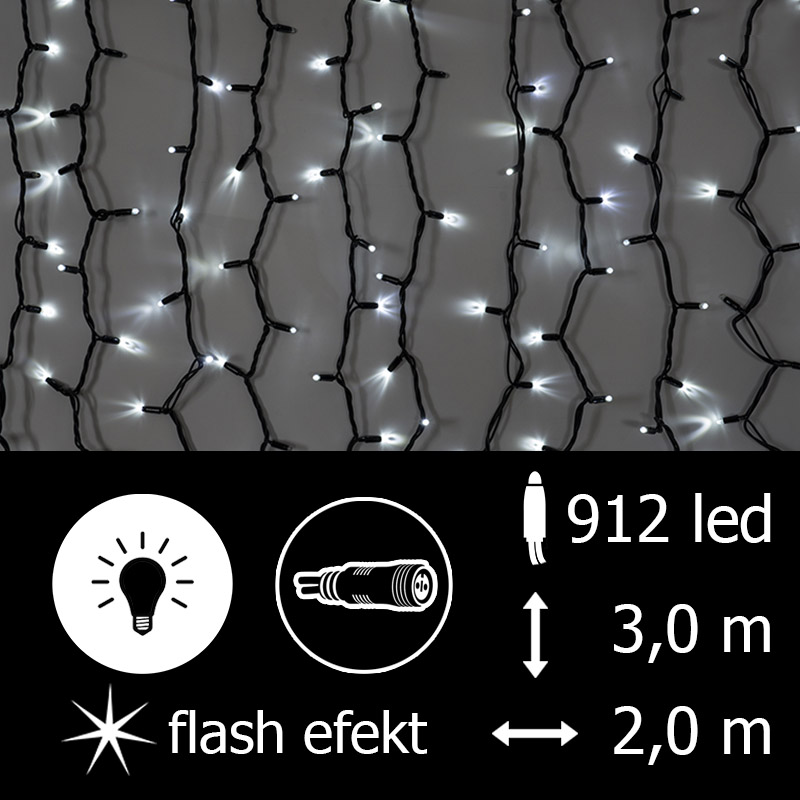 Světelný závěs LEDPLR-F-3825 bílá+bílá/čk 3m, 912 LED křížový konektor