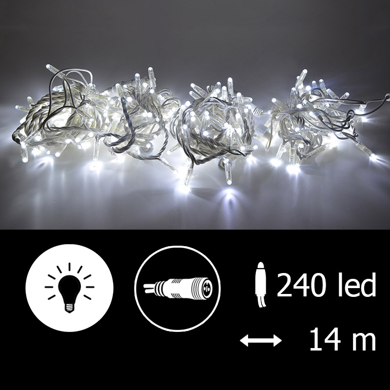 Světelný řetěz LED-PLR-240-14M bílá/bk 14m, 240 LED