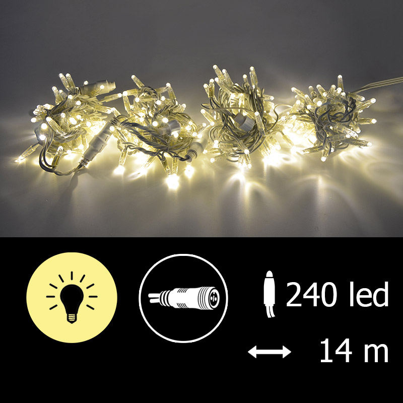 Světelný řetěz LEDPLR-240-14M teplá bílá/bk 14m, 240 LED