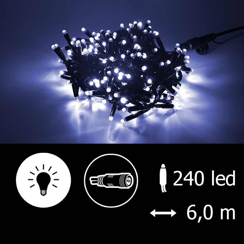 Světelný řetěz LEDCPLR-240-bílá/čk 6m, 240 LED