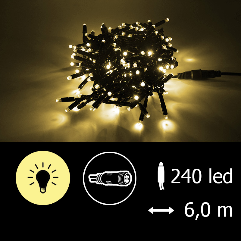 Světelný řetěz LEDCPLR-240-teplá bílá/čk 6m, 240 LED