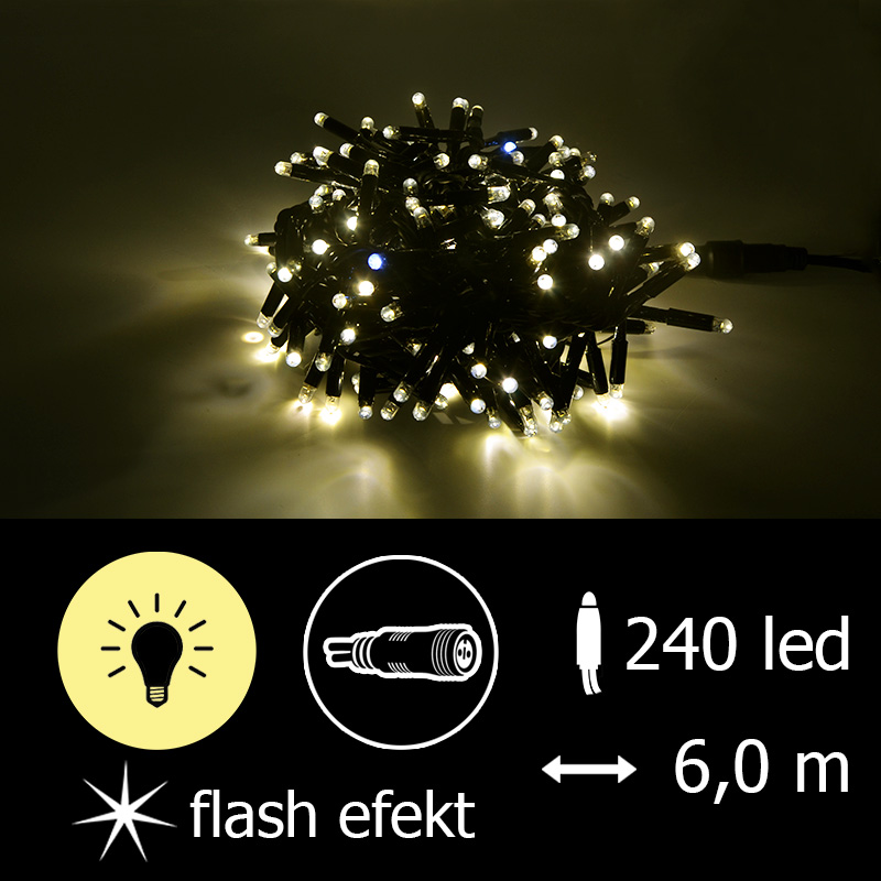 Světelný řetěz LEDCPLR-F-240-teplá bílá+bílá/čk 6m, 240 LED