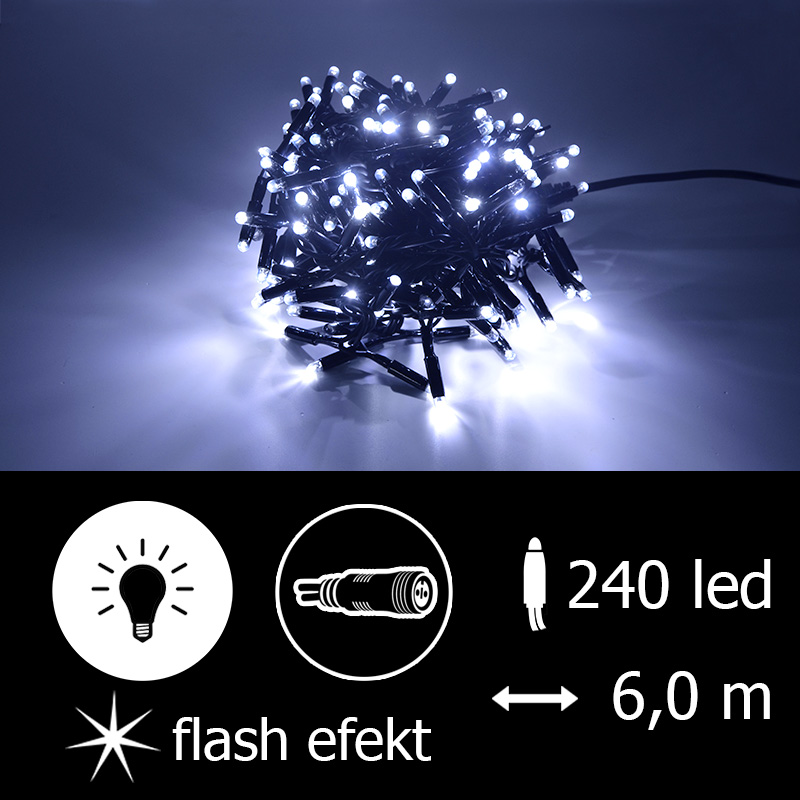 Světelný řetěz LEDCPLR-F-240-bílá+bílá/čk 6m, 240 LED