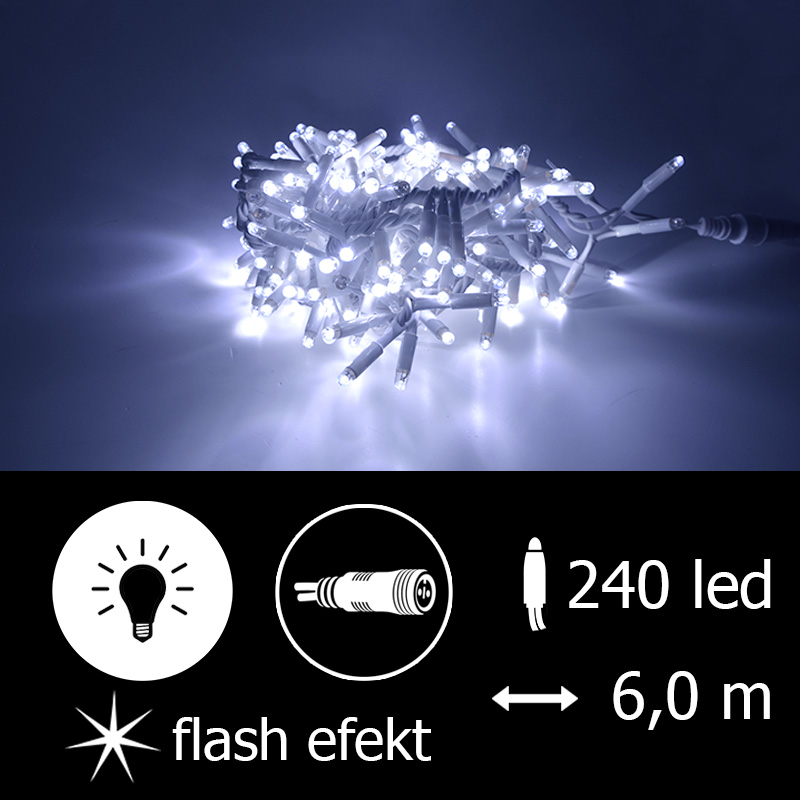Světelný řetěz LEDCPLR-F-240-bílá+bílá/bk 6m, 240 LED