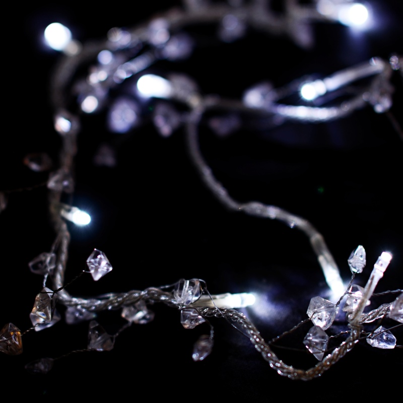 Světelný rampouch LED-RPL-DE-120 bílá/tk s diamanty 1,2m, 120 LED, 24V