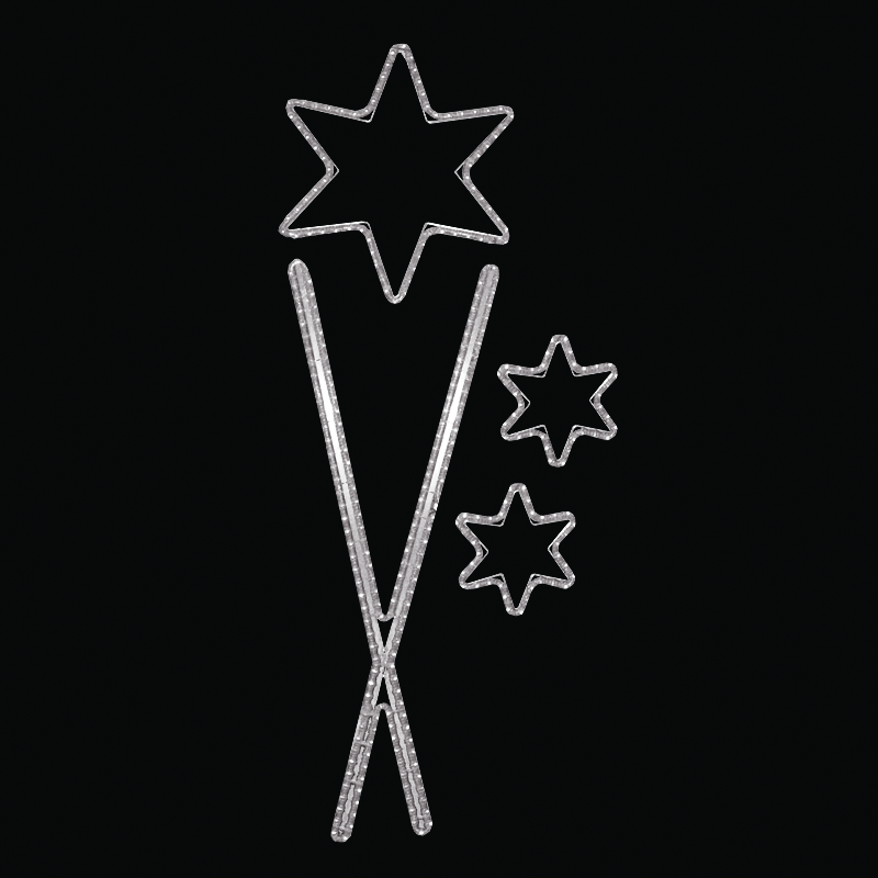 Světelný dekor Kříž se 3 hvězdami malý LED 7382 - 180 x 78 cm