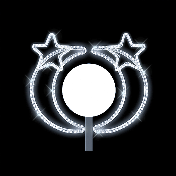 Světelný dekor na lampu Půlměsíce s hvězdami LED 8142 - 77 x 92 cm