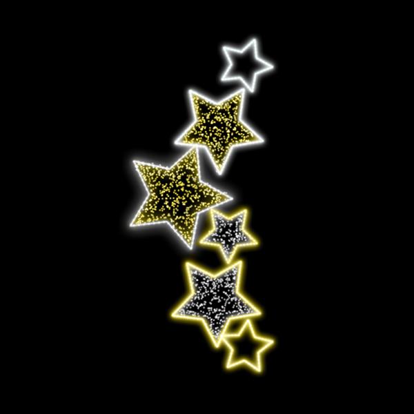 Světelný dekor 6 hvězd LED 1141 - 209 x 92 cm s výpletem