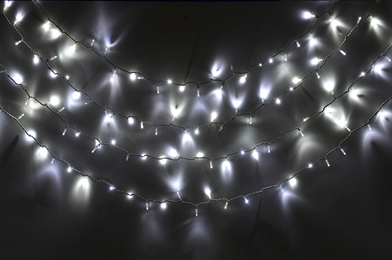 Světelný řetěz LEDPLR-F-200 bílá+bílá/bk 20m, 200 LED