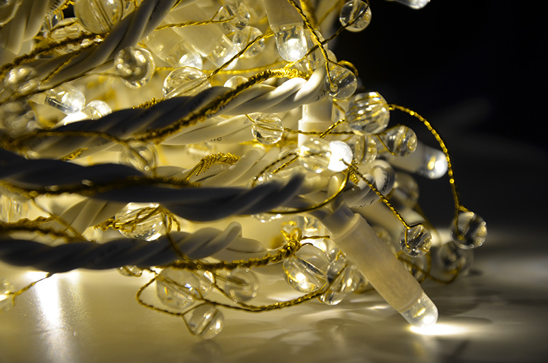 Světelný řetěz LEDPLR-50-Crystal-teplá bílá/bk 5m, 50 LED AKCE Výprodej
