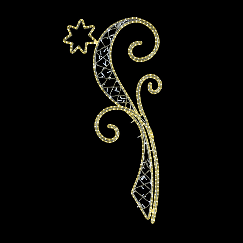 Světelný Kroucený dekor s hvězdou malý LED 1213 - 154 x 81 cm s výpletem