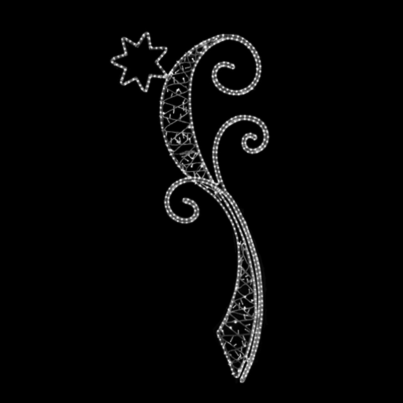 Světelný Kroucený dekor s hvězdou střední LED 1212 - 213 x 99 cm s výpletem