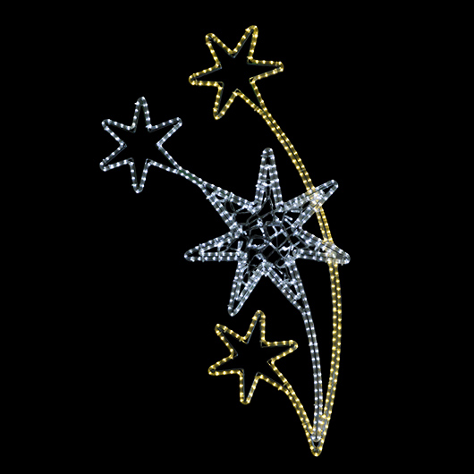 4 Hvězdy Dekor svazek hvězd velký s výpletem LED 1251 - 210 x 126 cm