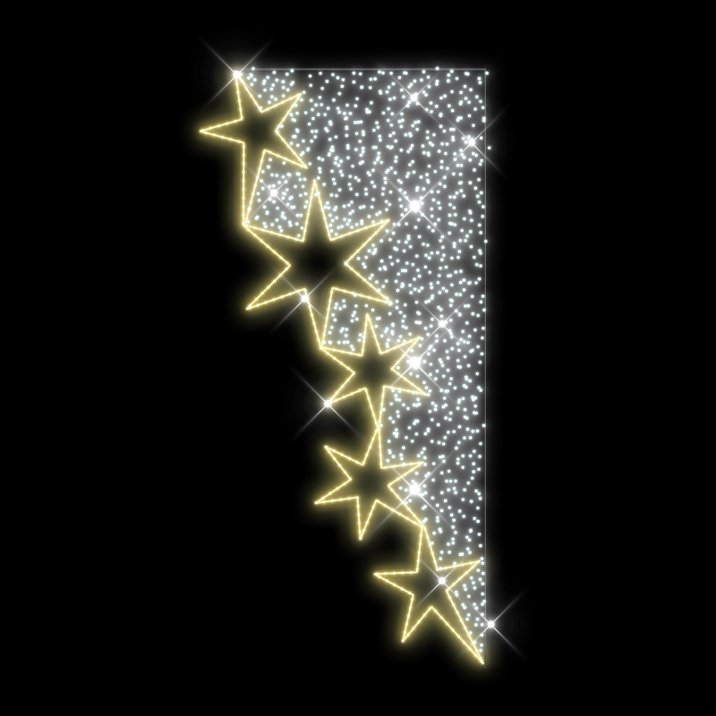 Světelný Dekor trojúhelník s 5 hvězdy LED 1311 - 270 x 130 cm