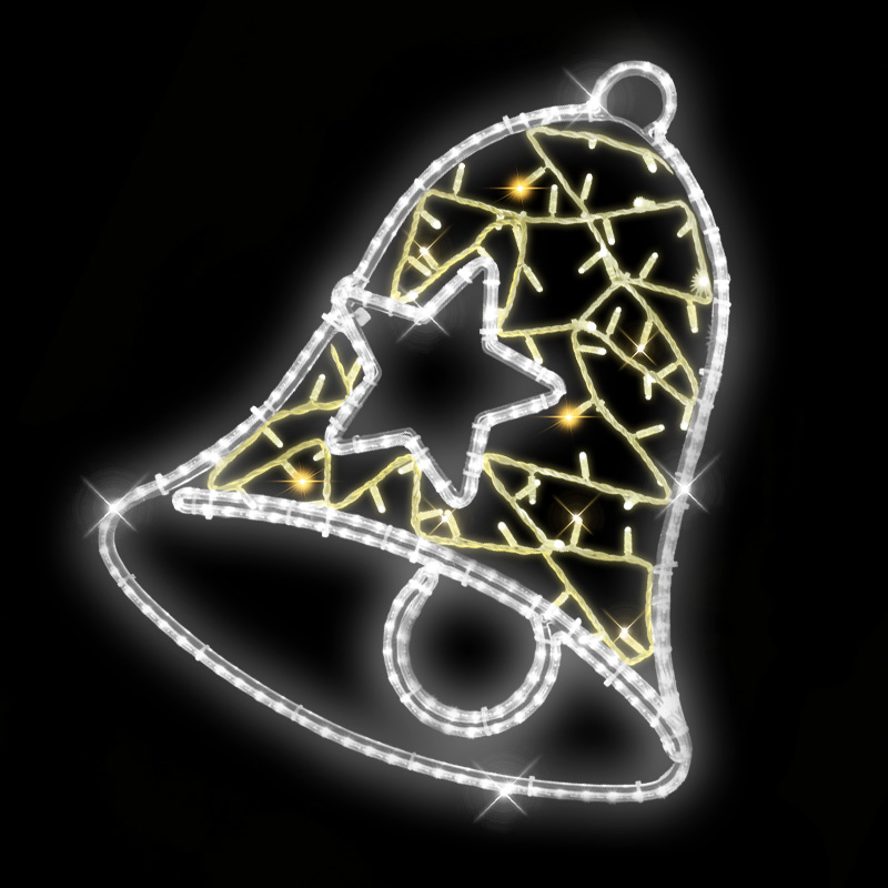 Zvonek s hvězdou dekorace LED 6632 - 85 x 84 cm s výpletem