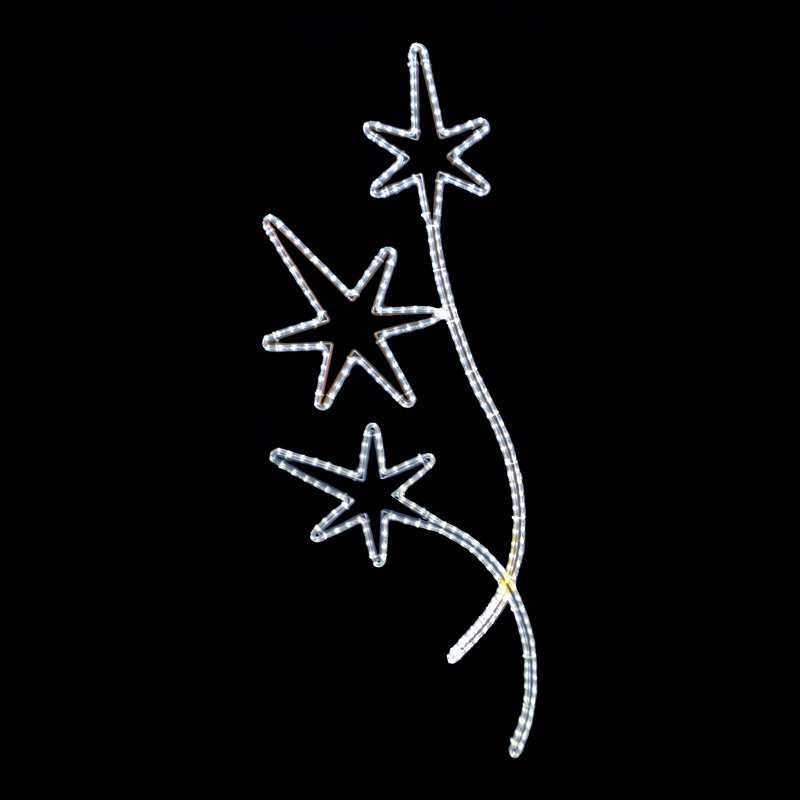 Tři pěticípé hvězdy LED dekorace menší LED 1443 - 167 x 60 cm