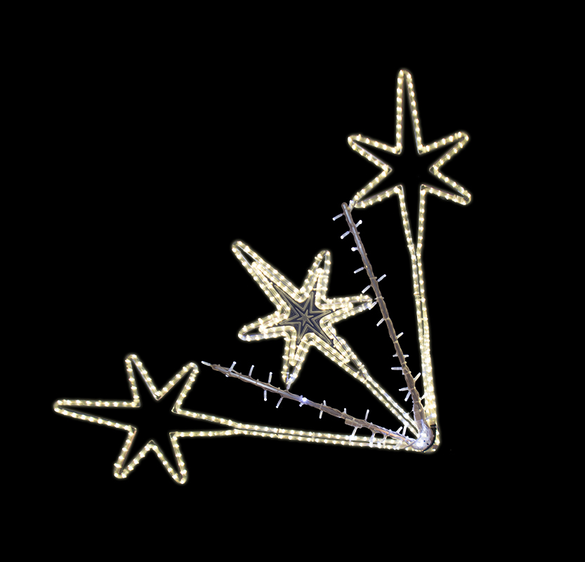 Dekorace 3 hvězdy s třemi pruty LED 1382 A - 124 x 121 cm