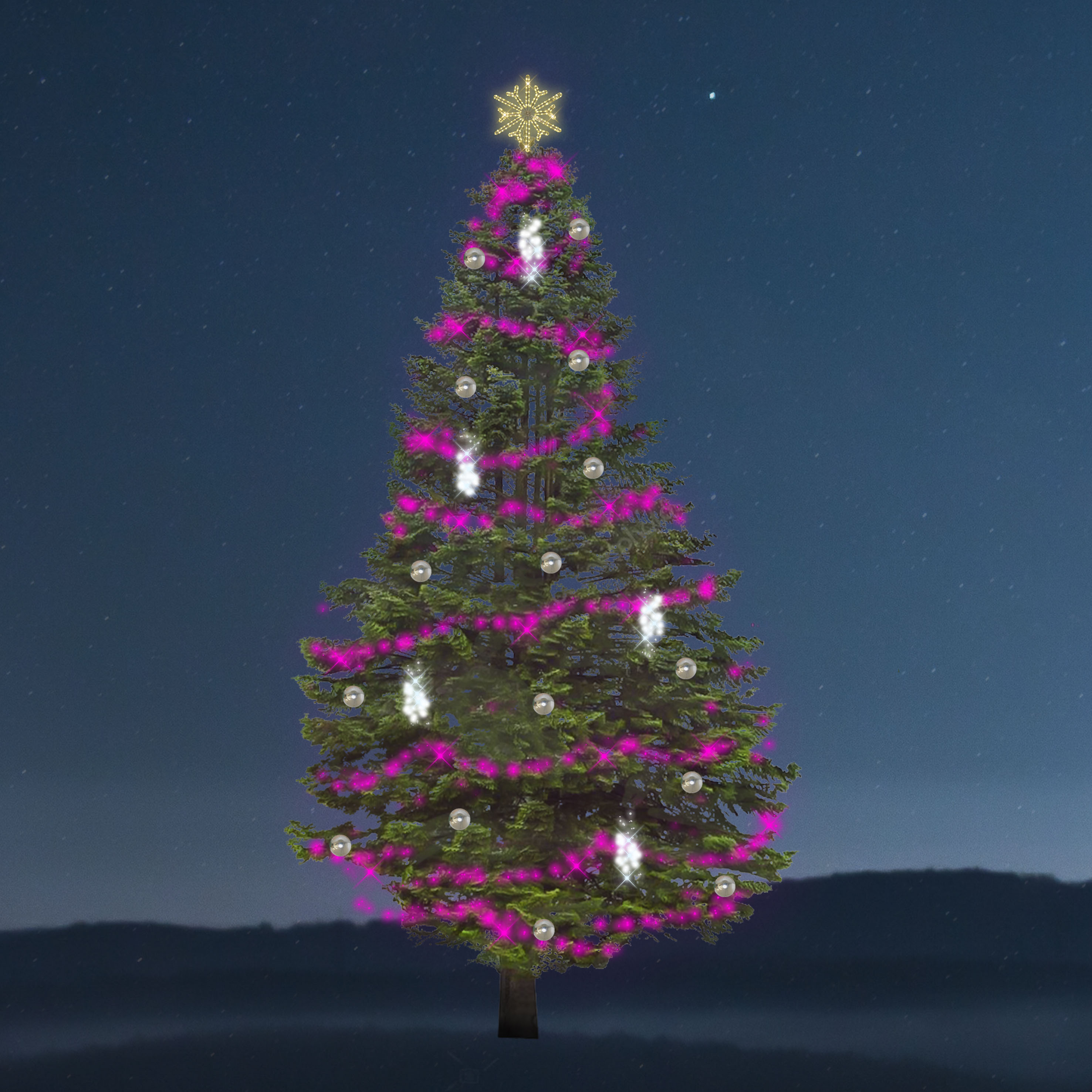 Sada osvětlení na strom Synchrone - Snowdrop - 1600 LED, 5-9 m