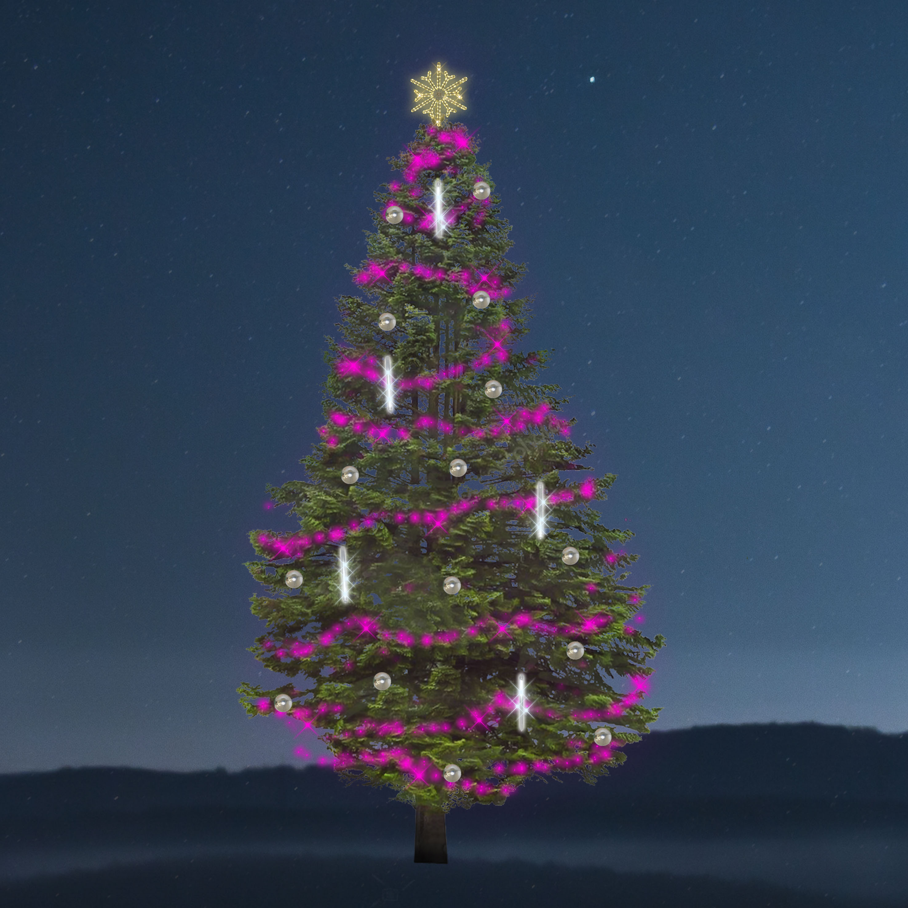 Sada osvětlení na strom Synchrone - Snowfall - 1660 LED, 5-9 m