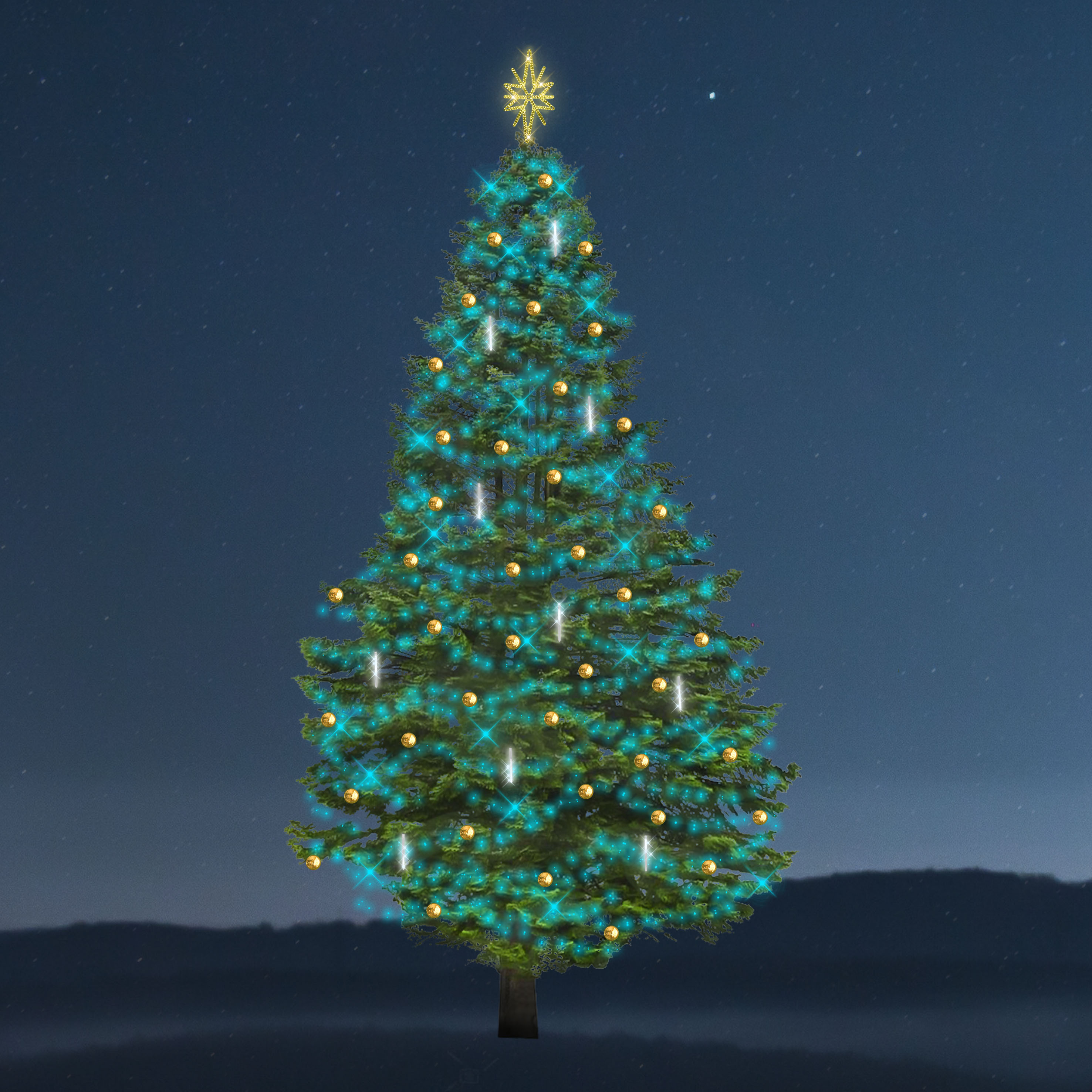 Sada osvětlení na strom Synchrone - Snowfall - 4920 LED, 13-15 m