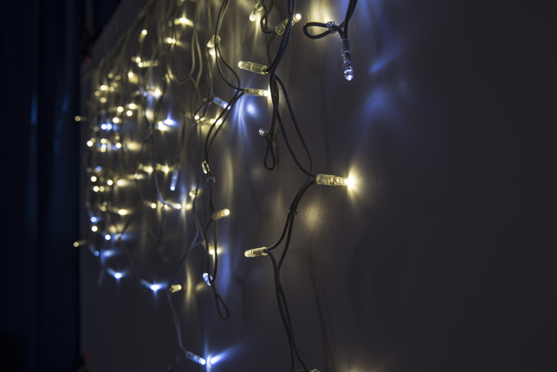 Světelný rampouch LEDICLR-F-100 teplá bílá+bílá/bk 0,7m, 100 LED