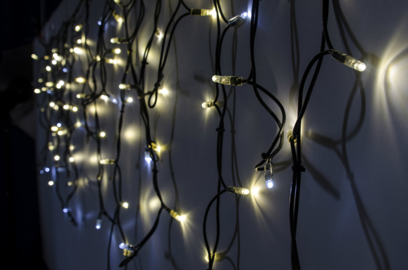 Světelný rampouch LED-RPLR-F-100 teplá bílá+bílá/čk 0,7m, 100 LED