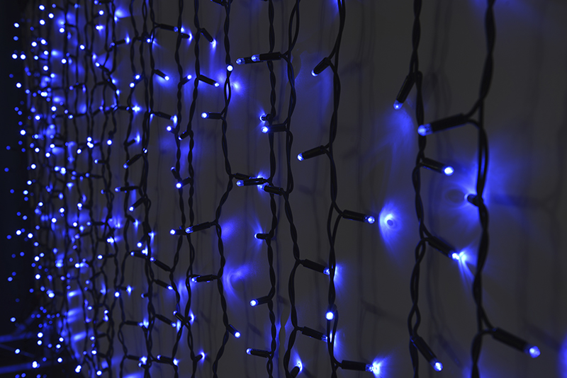 Světelný závěs LEDPLR-3725 modrá/čk 3m, 925 LED