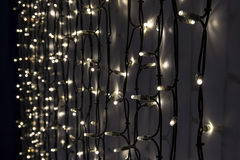 Světelný závěs LEDPLR-3813 teplá bílá/čk 1,5m, 456 LED, křížový konektor