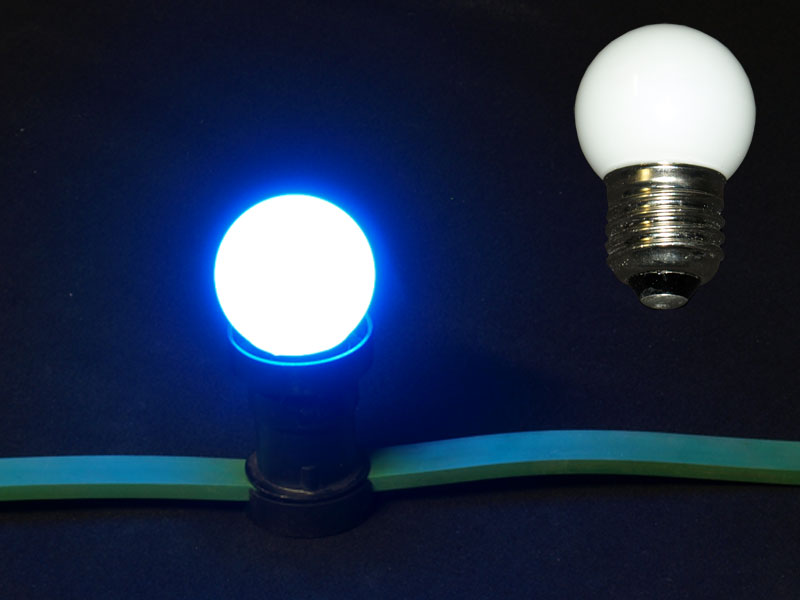 LED žárovka G45-1W-E27, modrá