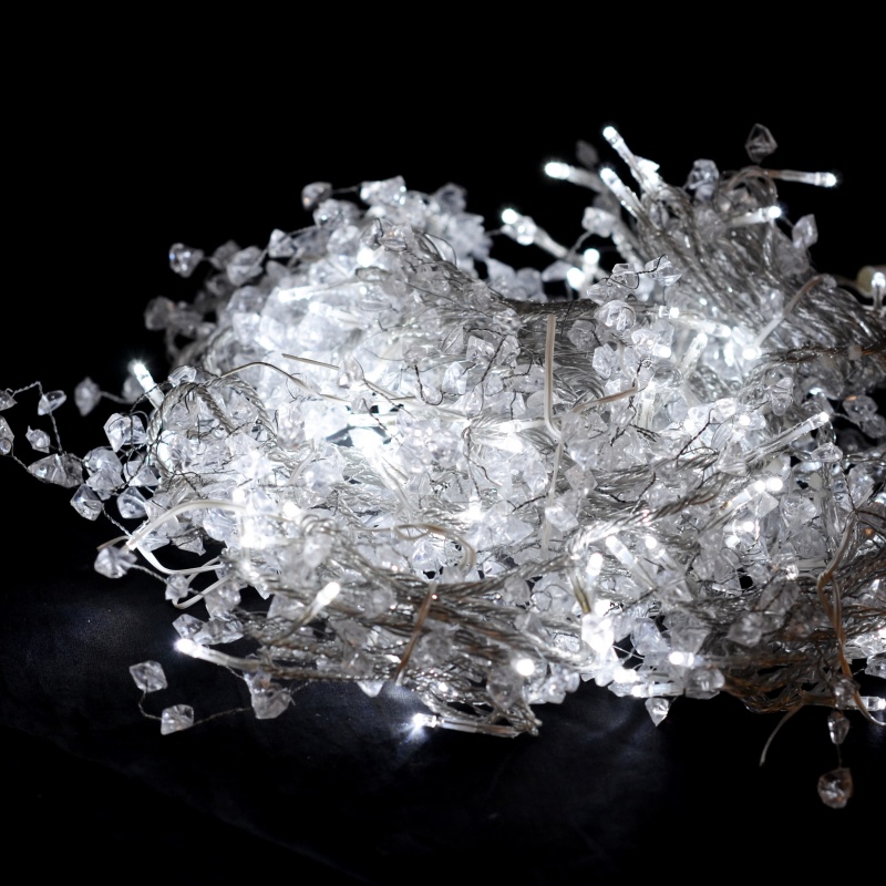 Světelný rampouch LED-RPL-DE-120 bílá/tk s diamanty 1,2m, 120 LED, 24V