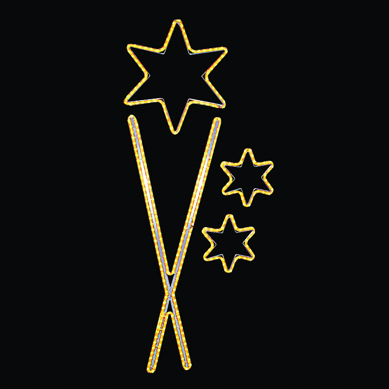 Světelný dekor Kříž se 3 hvězdami malý LED 7382 - 180 x 78 cm