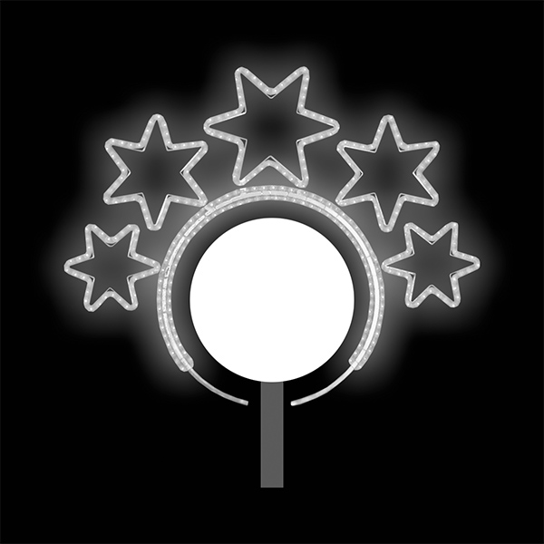 Světelný dekor na lampu Čelenka pěticípých hvězd LED 8351 - 103 x 125 cm