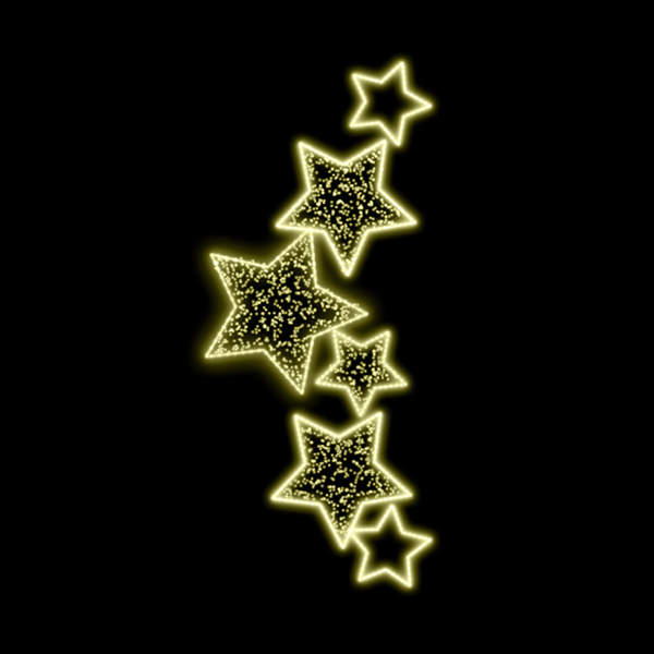 Světelný dekor 6 hvězd LED 1141 - 209 x 92 cm s výpletem