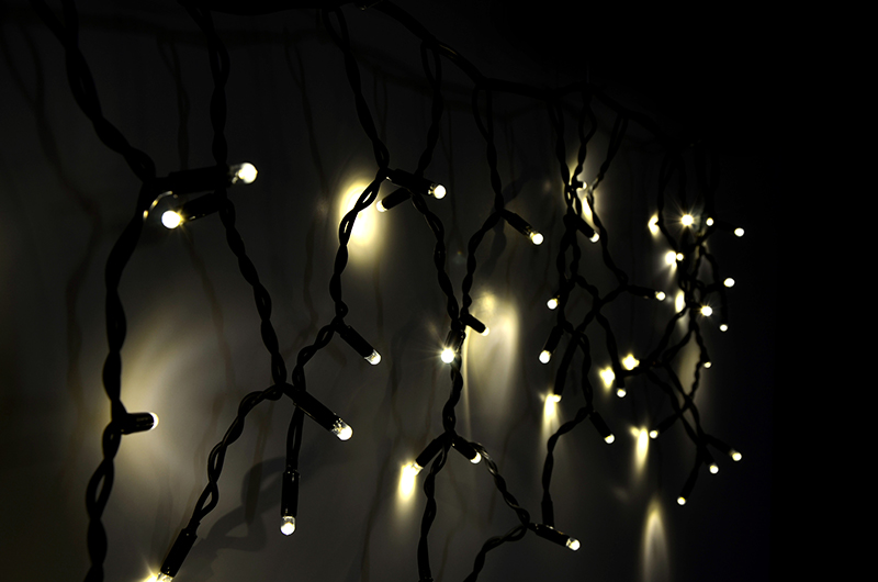 Světelný rampouch LED-RPLR-114 teplá bílá/čk 0,5m, 114 LED