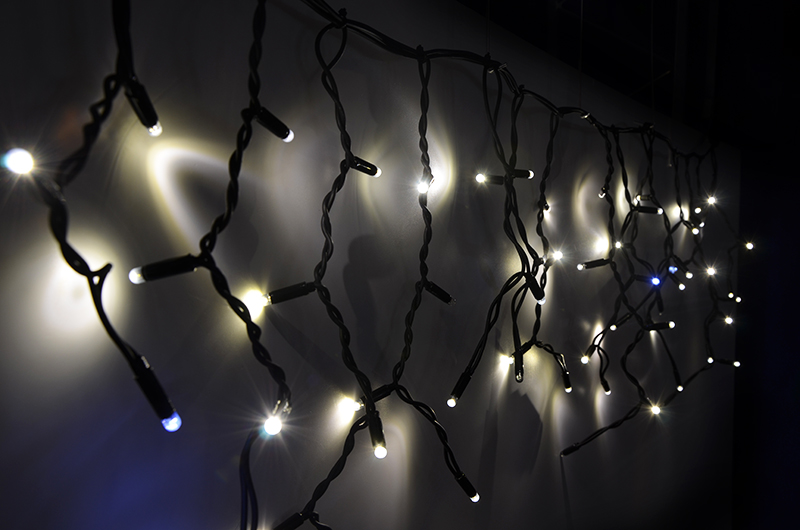 Světelný rampouch LED-RPLR-F-114 teplá bílá+bílá/čk 0,5m, 114 LED