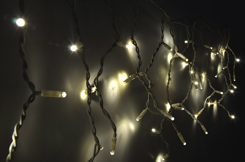 Světelný rampouch LEDICLR-114 teplá bílá/bk 0,5m, 114 LED